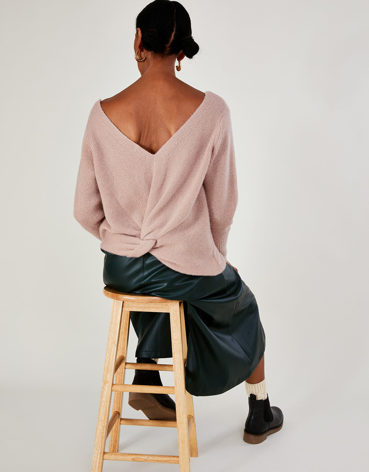 Pink twist back sweater best sale