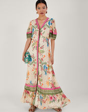 Uma Metallic Floral Print Maxi Dress, Ivory (IVORY), large
