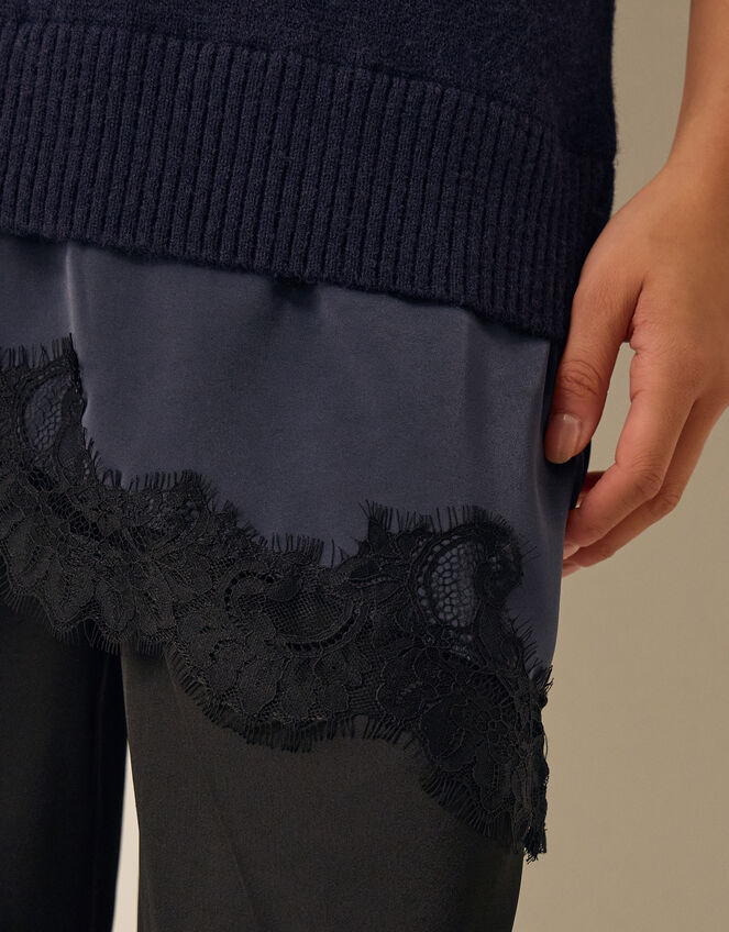 Lilah Lace Trim Jumper, Blue (NAVY), large