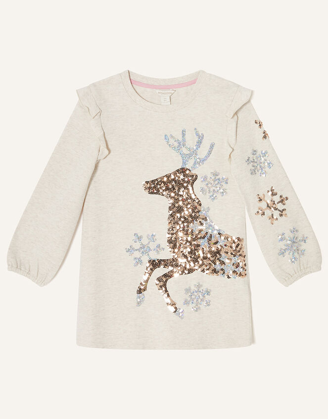 Reindeer Sweat Tunic Top, Camel (OATMEAL), large