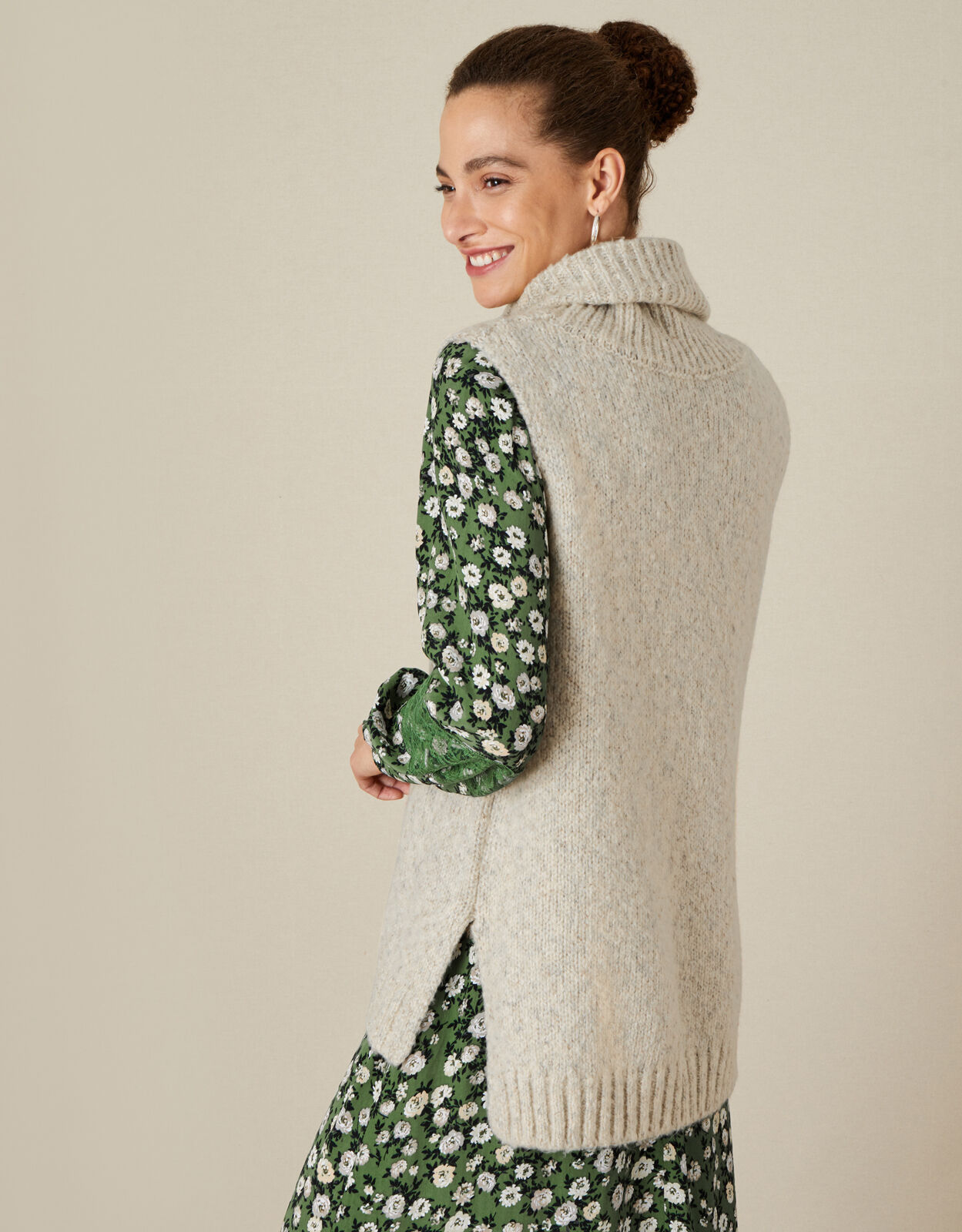 sleeveless cowl neck sweater