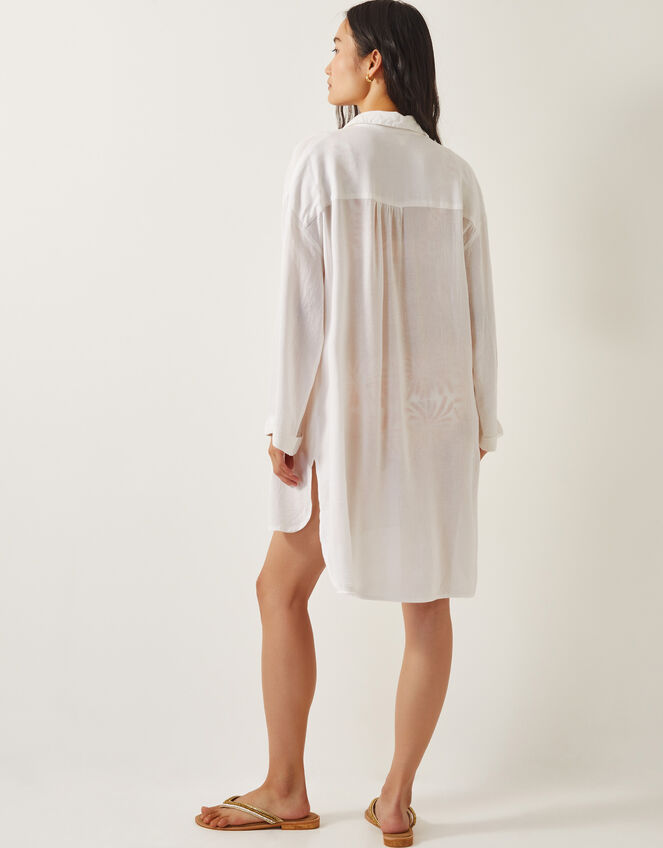 Esme Beach Shirt Dress, White (WHITE), large