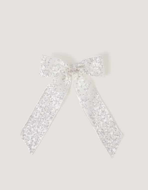 Sequin Bow Hair Clip, , large