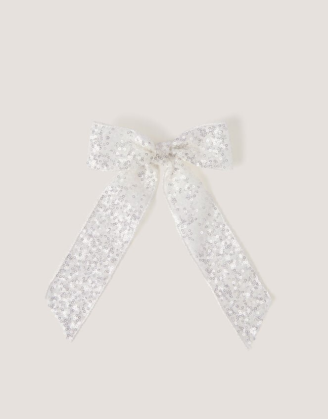 Sequin Bow Hair Clip, , large