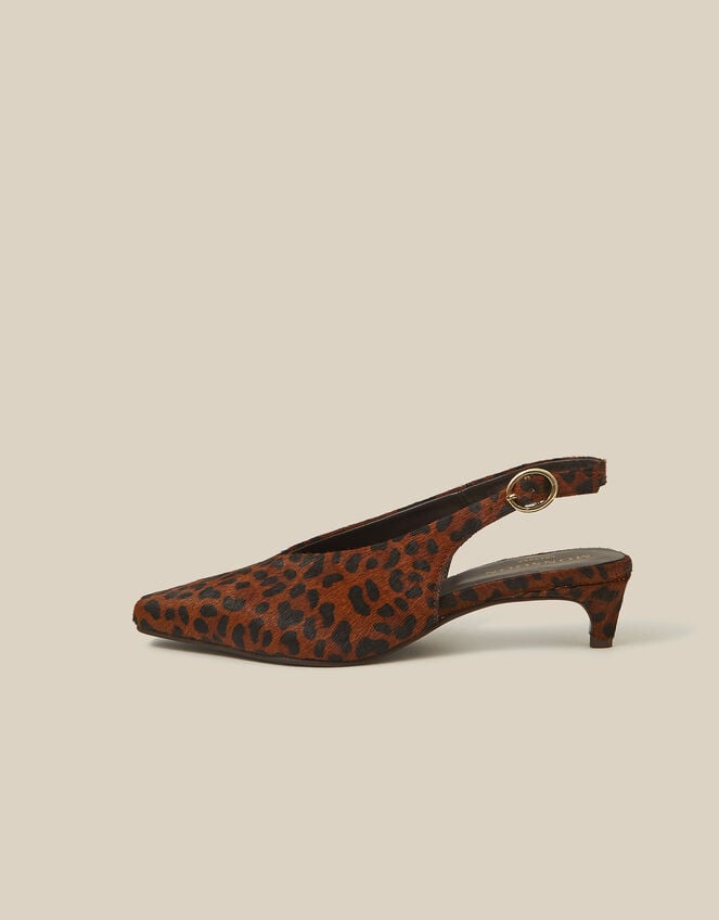 Fara Animal Print Leather Slingback Heels, Natural (NATURAL), large