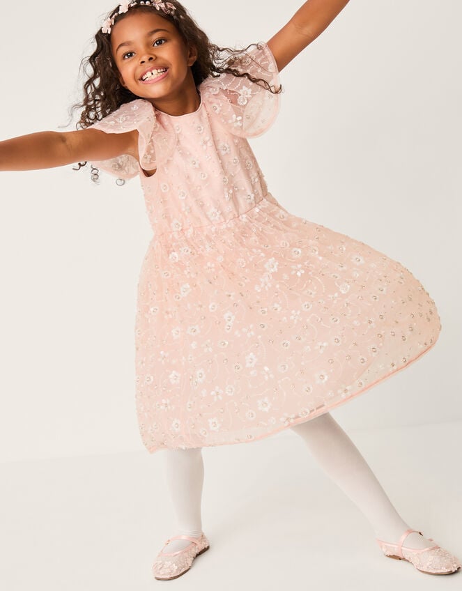 Latifa Floral Embellished Party Dress, Pink (PALE PINK), large