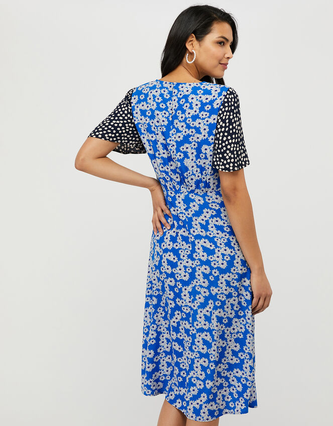 Delta Contrast Print Midi Dress, Blue (BLUE), large