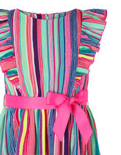 Ophilia Colourful Stripe Dress in Recycled Polyester, Multi (MULTI), large