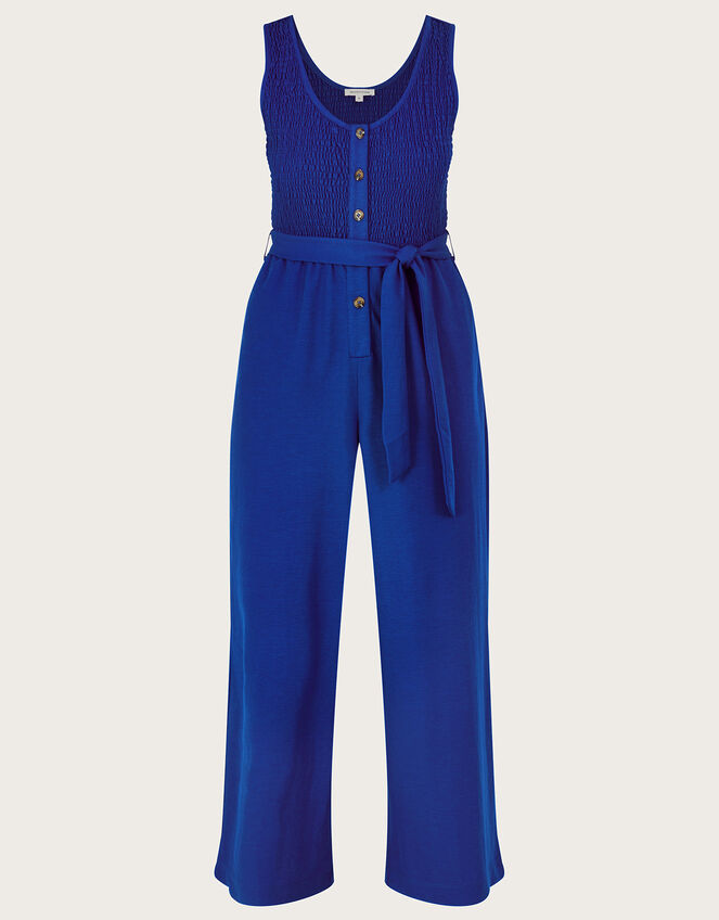 Shirred Jumpsuit , Blue (COBALT), large