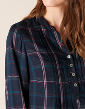 Check Longline Shirt, Blue (NAVY), large
