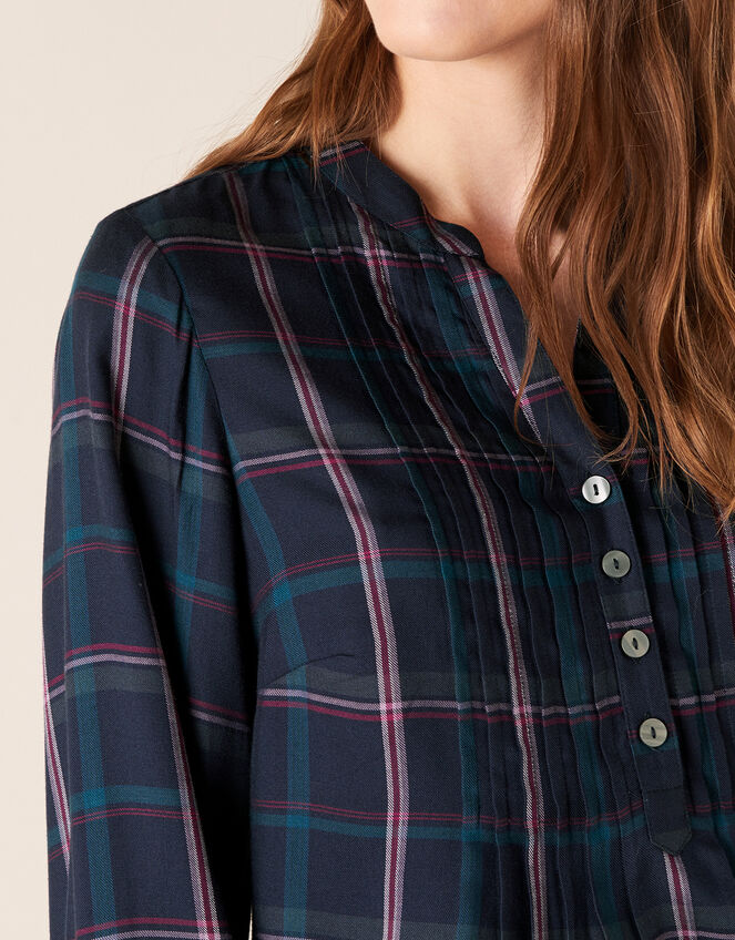 Check Longline Shirt, Blue (NAVY), large