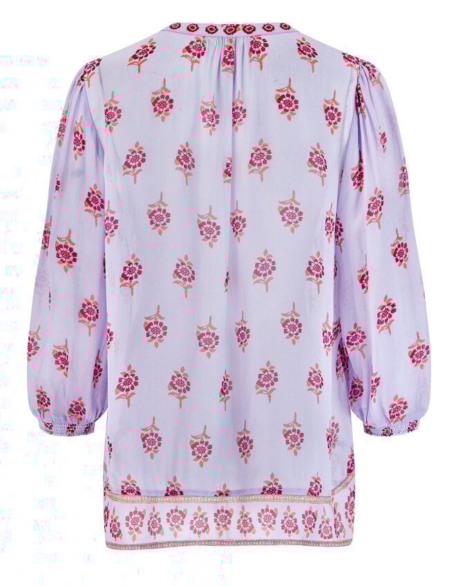 East Stine Floral Print Blouse, Purple (LILAC), large