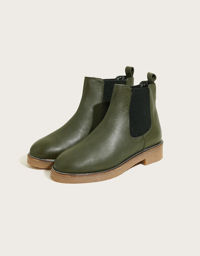 Chiswick Leather Chelsea Boots, Green (KHAKI), large