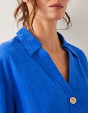 Clover Linen Button Blouse, Blue (BLUE), large