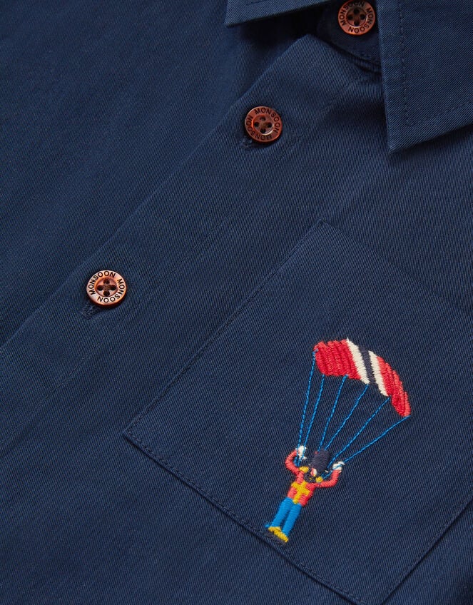 London Embroidered Twill Shirt, Blue (BLUE), large