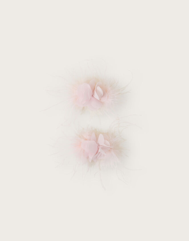 2-Pack Fluffy Flower Hair Clips, , large
