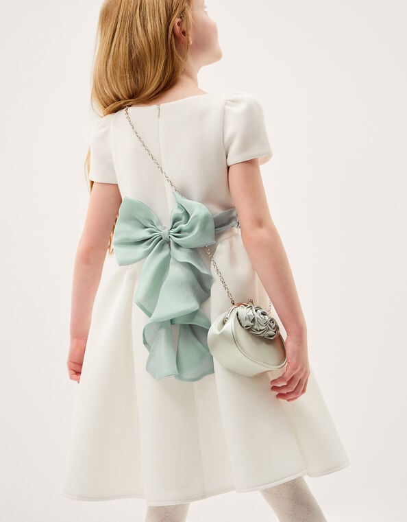 Polly Cap Sleeve Bow Party Dress, Ivory (IVORY), large