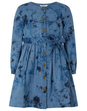 Dina Tie Dye Cotton Dress, Blue (BLUE), large