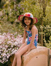 Floral Butterfly Swimsuit with Recycled Polyester, Blue (BLUE), large
