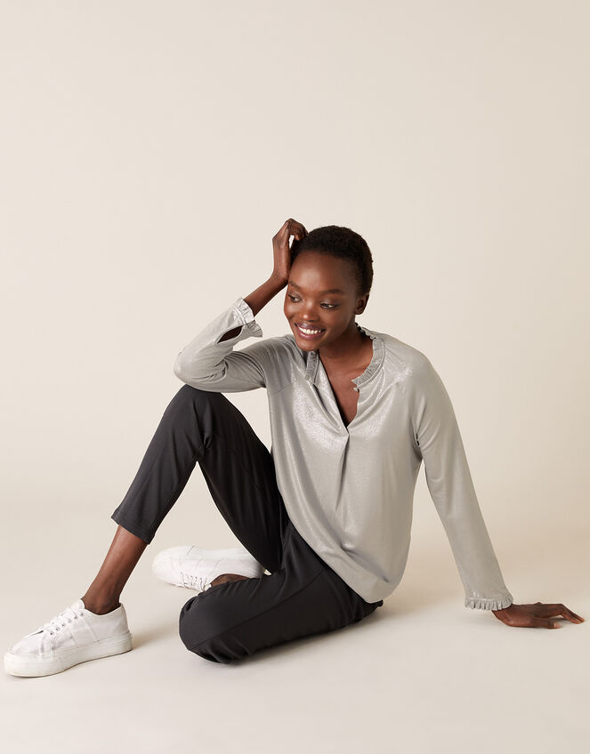 LOUNGE Gayle Shimmer Blouse, Grey (GREY), large