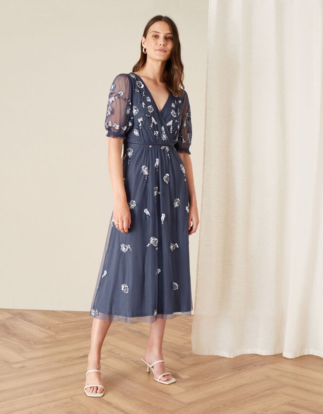 Mellie Embellished Midi Dress, Grey (CHARCOAL), large