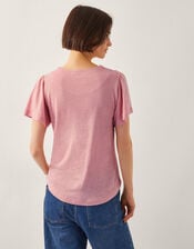 Mabel Linen Blend T-Shirt , Pink (BLUSH), large