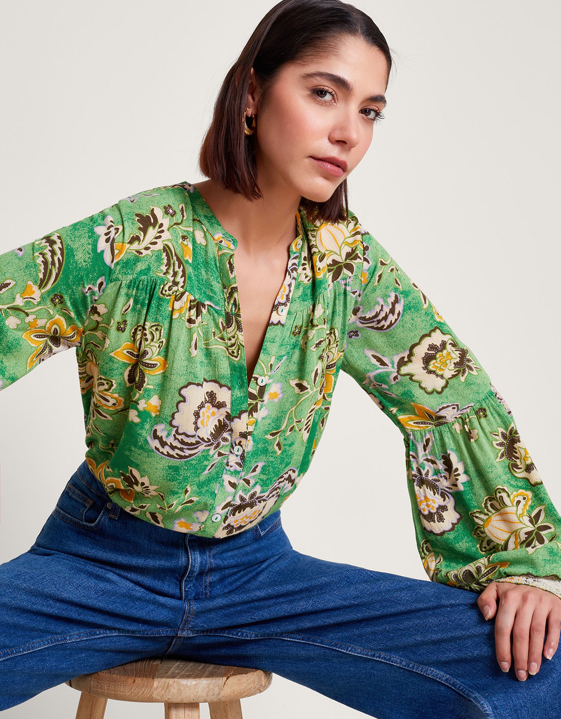 Jolie Saule Floral Block Print Shirt