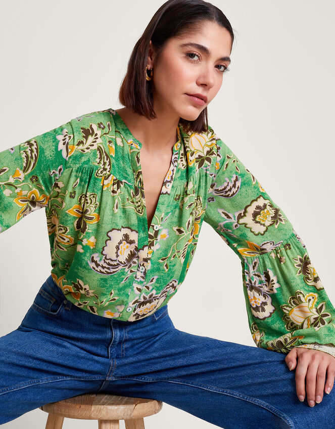 Juliet Floral Blouse Green | Tops & T-shirts | Monsoon UK.
