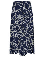 Daisy Chain Print Midi Skirt, Blue (NAVY), large