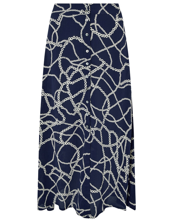 Daisy Chain Print Midi Skirt, Blue (NAVY), large