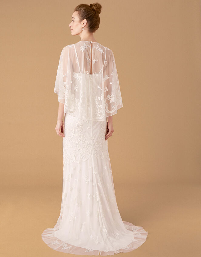 Christabel Cape Embroidered Bridal Dress, Ivory (IVORY), large