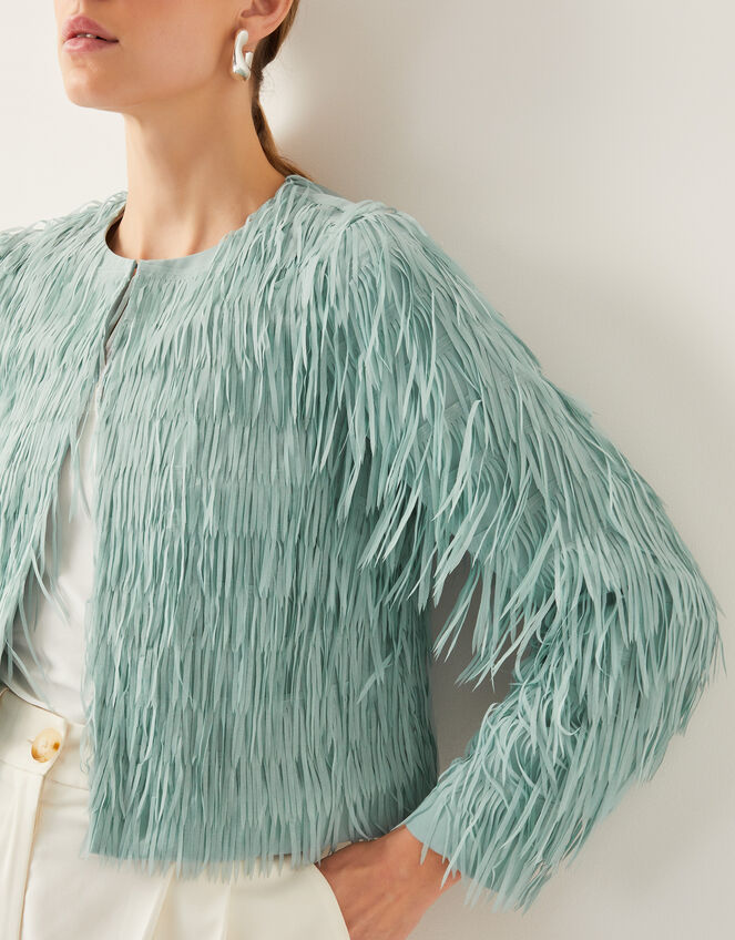 Cosima Fringe Jacket, Green (SAGE), large