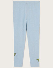 Floral Embroidered Leggings with Sustainable Cotton	, Blue (BLUE), large