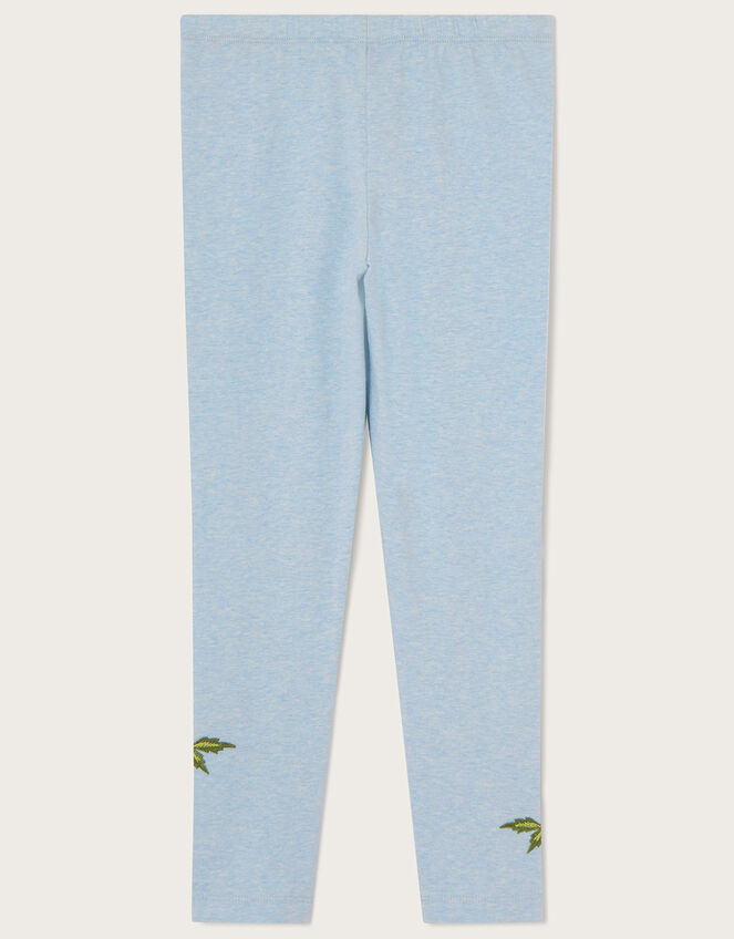 Floral Embroidered Leggings with Sustainable Cotton	, Blue (BLUE), large