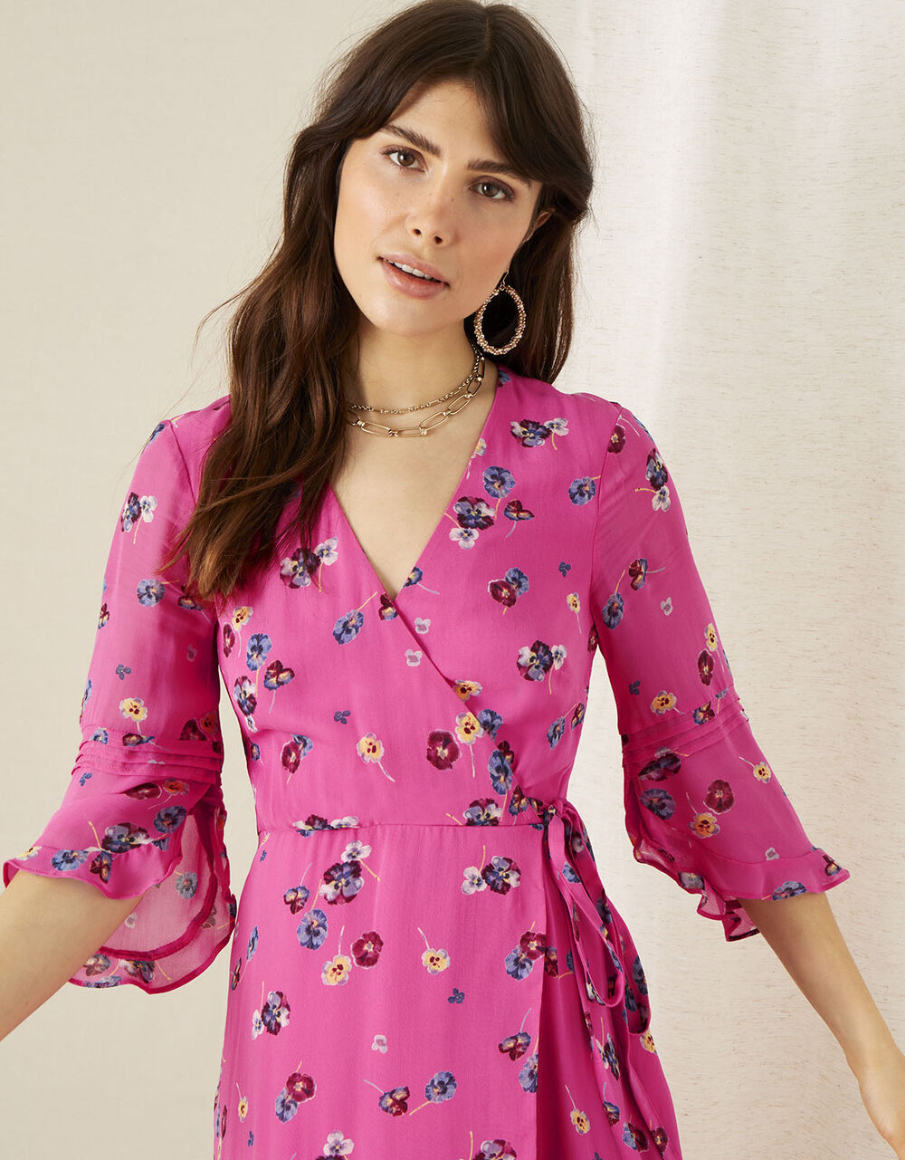 Helen Dealtry Nicamille Floral Wrap Dress Pink Evening Dresses