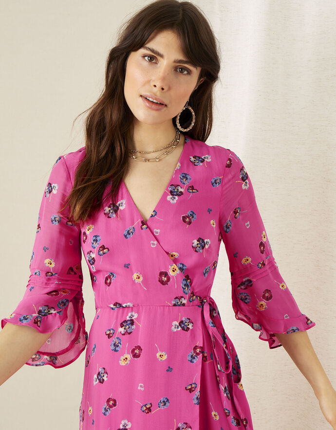 Helen Dealtry Nicamille Floral Wrap Dress Pink Evening Dresses