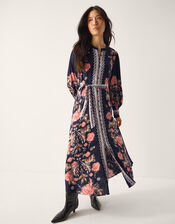 Rosalie Blouson Floral Print Midi Dress, Blue (NAVY), large
