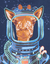 Glow in the Dark Space Giraffe Long Sleeve Top, Blue (NAVY), large