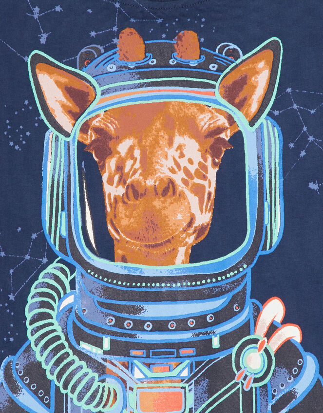 Glow in the Dark Space Giraffe Long Sleeve Top, Blue (NAVY), large