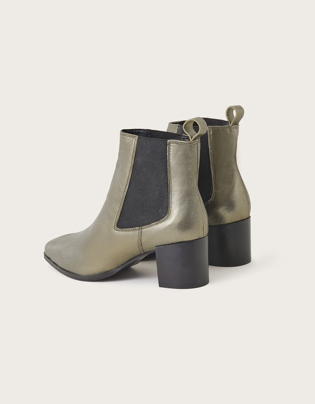 Metallic Leather Ankle Boots Pewter
