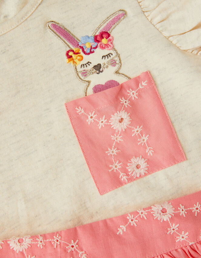 Bunny T-Shirt & Broderie Skort Set, Pink (PINK), large