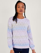 Ombre Stripe Jumper with Recycled Polyester, Purple (LILAC), large