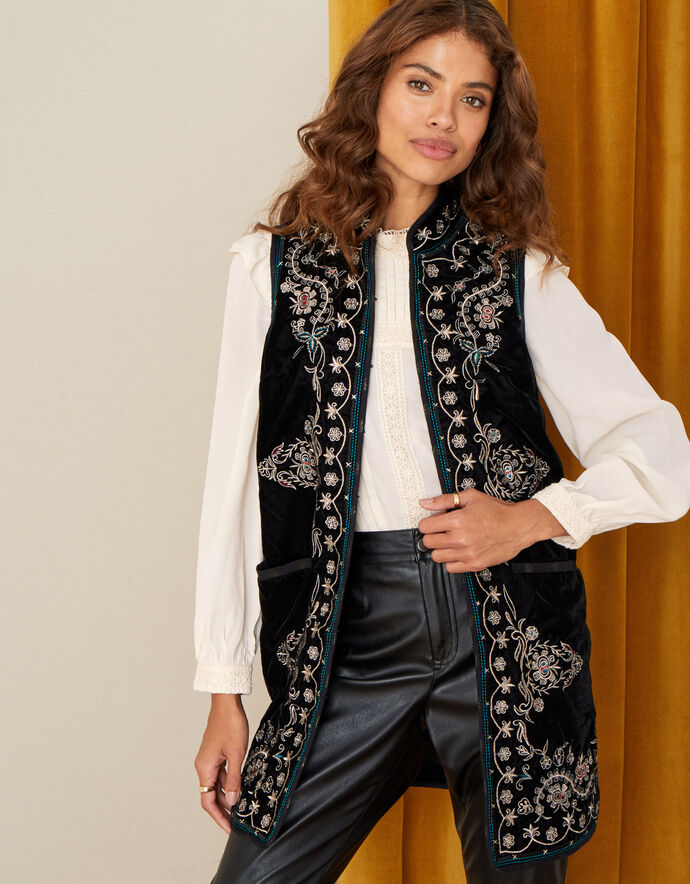 Claret Embroidered Waistcoat Fabric Manhattan