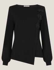 Sofia Asymmetrical Button Jumper, Black (BLACK), large