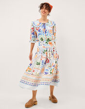 Monsoon x Charlie Taylor Printed Midi Skirt, White (WHITE), large
