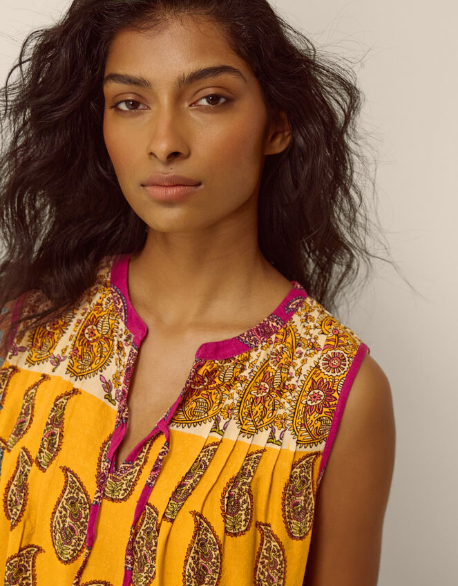 Magdalena Sleeveless Paisley Top Yellow