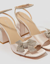 Dani Diamante Bow Heeled Sandals, Nude (NUDE), large