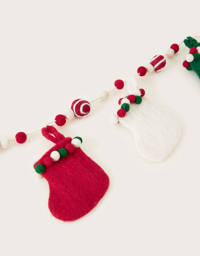 Handmade Christmas Pom-Pom Stocking Garland, , large