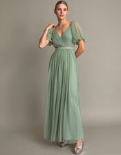 Meghan Mesh Maxi Dress in Recycled Polyester, Green (GREEN), large