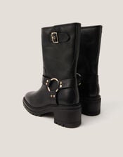 Jade Leather Biker Boots, Black (BLACK), large